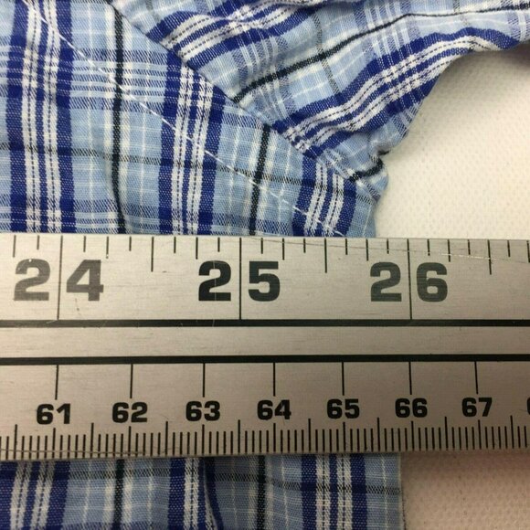 Roundtree & Yorke Classics Mens Blue Plaid Button Shirt Size XL - Picture 5 of 6